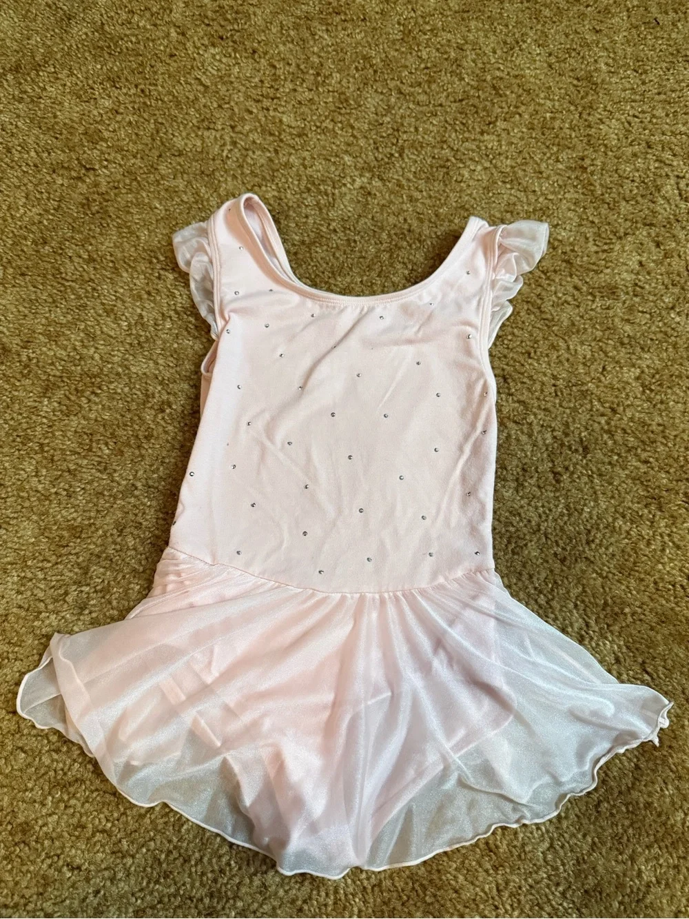 Girls pink ballet leotard with ruffles